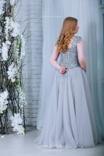 Grey Wedding dress with hand embroidery by Anna Skoblikova