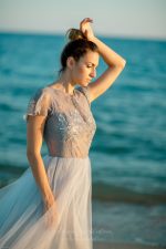 Delicate and airy grey wedding dress by Anna Skoblikova