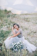 Delicate and airy grey wedding dress by Anna Skoblikova