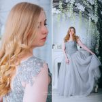 Grey Wedding dress with hand embroidery by Anna Skoblikova