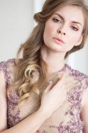 Beige Chantilly Lace Wedding Dress by Anna Skoblikova