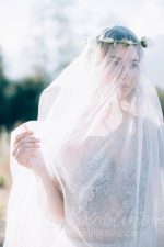 Delicate and airy grey wedding dress by Anna Skoblikova