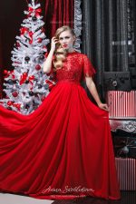 Red Wedding dress with two lace kinds by Anna Skoblikova