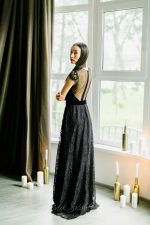 Black wedding dress with emphatic back by Anna Skoblikova