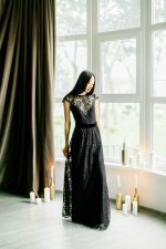 Black wedding dress with emphatic back by Anna Skoblikova