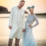 Light Blue Wedding dress with Embroidery by Anna Skoblikova