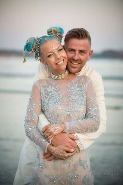 Light Blue Wedding dress with Embroidery by Anna Skoblikova