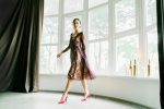 Simple berry red lace middle length wedding dress by Anna Skoblikova