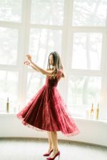 Wine red wedding dress by Anna Skoblikova