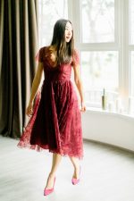 Wine red wedding dress by Anna Skoblikova