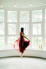 Wine red wedding dress by Anna Skoblikova