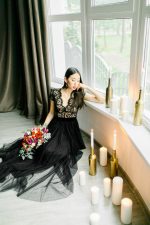 Black wedding dress with Italian net skirt by Anna Skoblikova