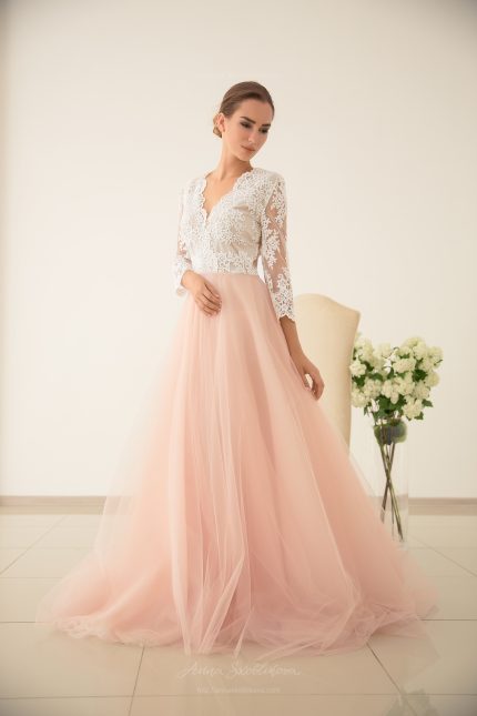 Pink Wedding Dress with powder shade by Anna Skoblikova