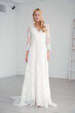 V back wedding dress with 34 sleeves by Anna Skoblikova