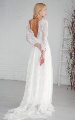 V back wedding dress with 34 sleeves by Anna Skoblikova