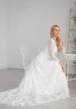 V back wedding dress with 34 sleeves by Anna Skoblikova