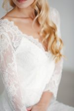 V back wedding dress with 34 sleeves by Anna Skoblikova