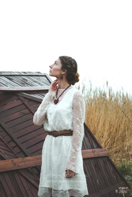 Straight & Short lace Wedding dress by Anna Skoblikova