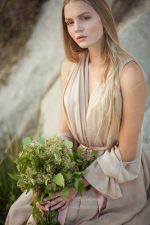 Delicate chiffon flutter wrap wedding dress by Anna Skoblikova