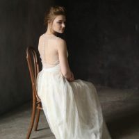Lace milk wedding dress
