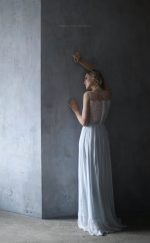 Sleeveless wedding dress with blue skirt by Anna Skoblikova