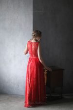 Red lace wedding dress