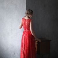 Red lace wedding dress