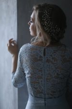 Romantic soft blue lace and plain cotton Wedding dress - Image 2