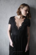 Natural silk black wedding dress - Image 3
