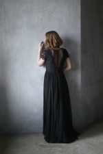 Natural silk black wedding dress