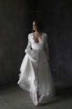 Wedding dress with lace waist
