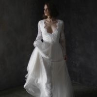 Wedding dress with lace waist