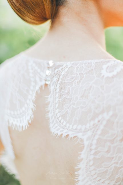 Summer wedding dress notched back by Anna Skoblikova