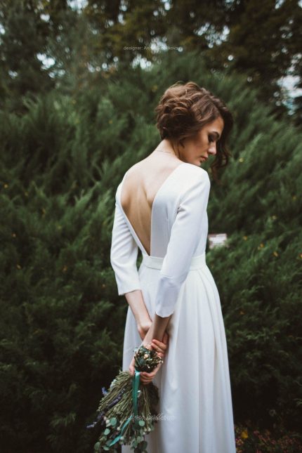 Silk Wedding Dress with V back by Anna Skoblikova