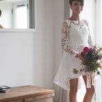 Open-back wedding dress with the fluffy skirt by Anna Skoblikova
