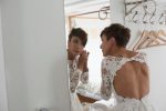 Open-back wedding dress with the fluffy skirt by Anna Skoblikova