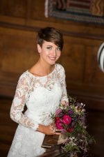 Open-back wedding dress with the fluffy skirt by Anna Skoblikova