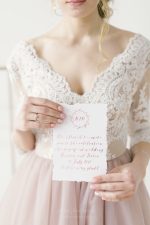 Light pink wedding dress with 34 sleeves by Anna Skoblikova