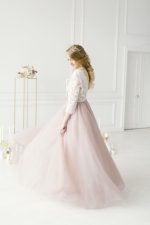 Light pink wedding dress with 34 sleeves by Anna Skoblikova