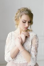 Light pink wedding dress with 34 sleeves by Anna Skoblikova