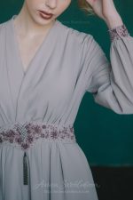 Powdery wrap Wedding dress from dense crêpe-silk - Image 4