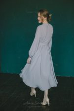 Powdery wrap Wedding dress from dense crêpe-silk - Image 6