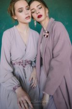 Powdery wrap Wedding dress from dense crêpe-silk - Image 3