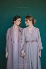 Powdery wrap Wedding dress from dense crêpe-silk - Image 8