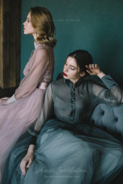 Teal wedding dress from natural silk  0129 \ Anna Skoblikova | Photo 3
