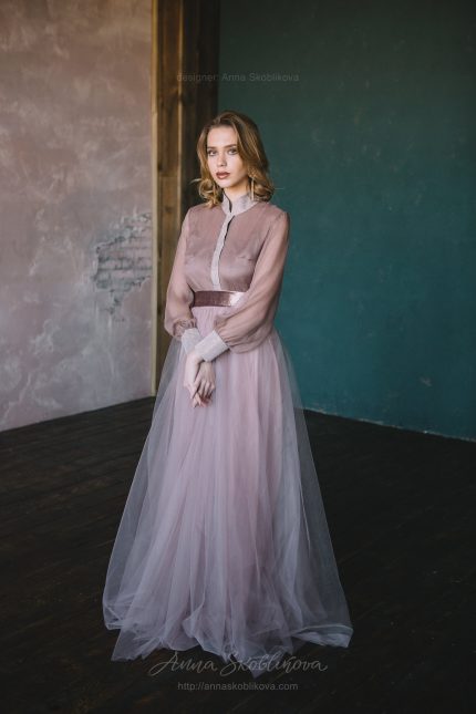 Dusty rose vintage wedding set with the silk blouse \ 0130 \ Anna Skoblikova | Photo 7