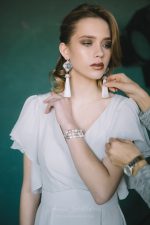 Natural silk light grey wedding dress - Image 3