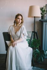 Natural silk light grey wedding dress - Image 2