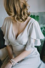 Natural silk light grey wedding dress - Image 4