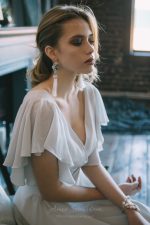 Natural silk light grey wedding dress - Image 6